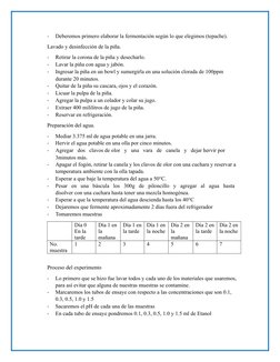 -
Deberemos primero elaborar la fermentación según lo que elegimos (tepache).
Lavado y desinfección de la piña.
-
Retirar la