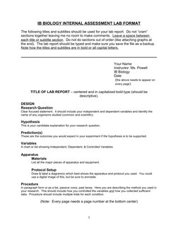 IB Biology Lab Report Format Guide | PDF | Experiment | Hypothesis