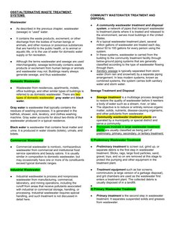 OSST/ALTERNATIVE WASTE TREATMENT
SYSTEMS
Wastewater

As described in the previous chapter, wastewater
(sewage) is “used” wat
