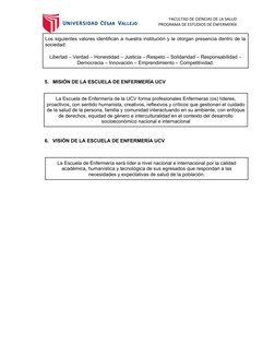 FACULTAD DE CIENCIAS DE LA SALUD
PROGRAMA DE ESTUDIOS DE ENFERMERÍA
Los siguientes valores identifican a nuestra institución