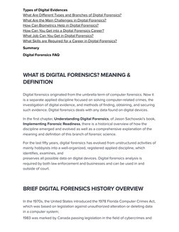 Types of Digital Evidences
What Are Diﬀerent Types and Branches of Digital Forensics?
What Are the Main Challenges in Digital