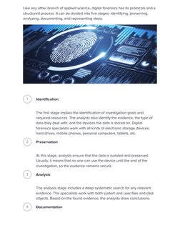Like any other branch of applied science, digital forensics has its protocols and a
structured process. It can be divided int