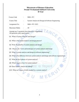 Directorate of Distance Education 
Swami Vivekanand Subharti University 
II Year 
4 
 
 
 Course Code                :