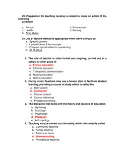 Teaching Methods MCQs and Answers | PDF | Teaching Method | Teachers