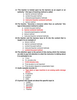 Teaching Methods MCQs and Answers | PDF | Teaching Method | Teachers