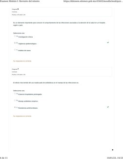 Pregunta 6
Correcta
Puntúa 1.00 sobre 1.00
Pregunta 7
Correcta
Puntúa 1.00 sobre 1.00
Es un elemento importante para conocer