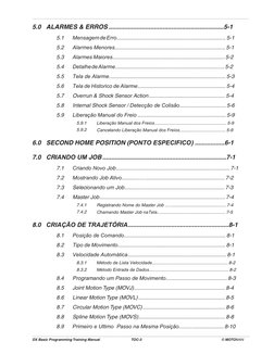 DX Basic Programming Training Manual	
TOC-3					
            © MOTOMAN.
5.0   ALARMES & ERROS ...............................