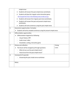 Year 3 Past Simple Lesson Plan | PDF | Grammatical Tense | English As A ...