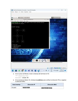 a.
En el cursor de Mininet, inicien ventanas del terminal en H3.
*** Starting CLI:
mininet> xterm H3
b.
En el prompt en Node: