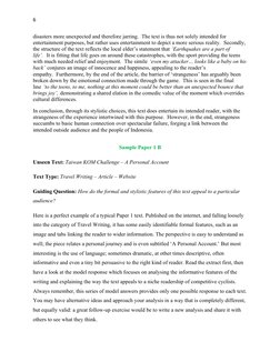 6
disasters more unexpected and therefore jarring.  The text is thus not solely intended for 
entertainment purposes, but rat