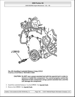 Fig. 105: Installing Crankshaft Balancer Using J 29113
Courtesy of GENERAL MOTORS CORP.
2. Install the crankshaft balancer. U