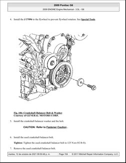 4. Install the J 37096 to the flywheel to prevent flywheel rotation. See Special Tools. 
Fig. 106: Crankshaft Balancer Bolt &
