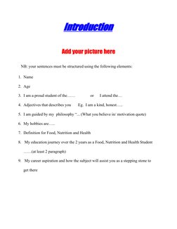Foods Sba Introduction Examples Food and Nutrition SBA Portfolio Sample | PDF | Career & Growth