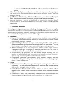 8 
 
• An extension of SCAMPER, SCAMMPERR adds two more elements: Evaluate and 
Reiterate 
j) Gallery Walk: - Display ideas v