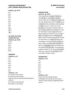 Listening and Speaking 5 Answer Key | PDF | Thought | English Language