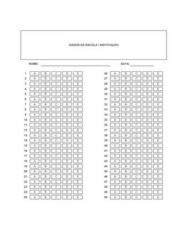 1
A
B
C
D
E
26
A
B
C
D
E
2
A
B
C
D
E
27
A
B
C
D
E
3
A
B
C
D
E
28
A
B
C
D
E
4
A
B
C
D
E
29
A
B
C
D
E
5
A
B
C
D
E
30
A
B
C
D
E