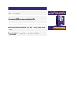 rado para impressão em formato A4.
uer alteração é de responsabilidade do usuário da planilha
Não garantimos a compatibilidad