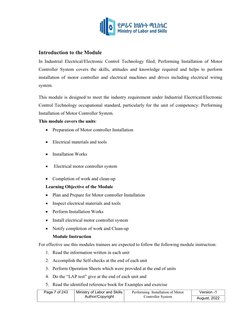 Page 7 of 243 
 
Ministry of Labor and Skills 
Author/Copyright 
Performing  Installation of Motor 
Controller System  
Ver