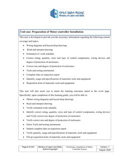Page 8 of 243 
 
Ministry of Labor and Skills 
Author/Copyright 
Performing  Installation of Motor 
Controller System  
Ver