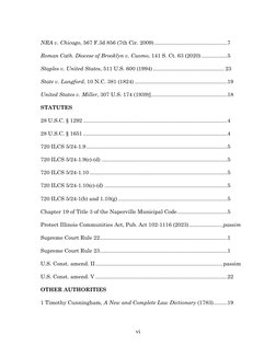 vi 
 
 
NRA v. Chicago, 567 F.3d 856 (7th Cir. 2009) ................................................7 
 
Roman Cath. Diocese