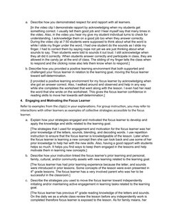 a.
Describe how you demonstrated respect for and rapport with all learners.
[In the video clip I demonstrate rapport by ackno