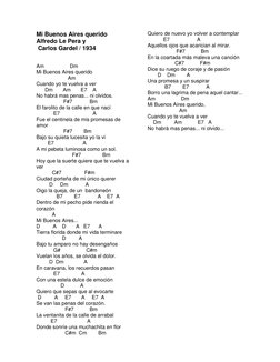 Mi Buenos Aires querido 
Alfredo Le Pera y 
 Carlos Gardel / 1934  
 
 
Am                  Dm 
Mi Buenos Aires querido