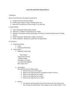 Lesson Plan about Basic Shape (Grade 1)