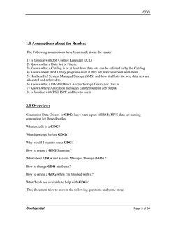 GDG 
Confidential                                                               
Page 3 of 34 
 
 
 
 
 
1.0 Assumptions abou