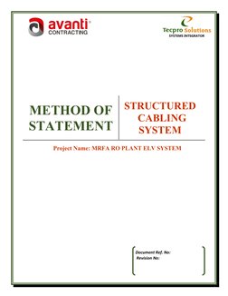 Method Statement for Structured Cabling | PDF | Optical Fiber ...