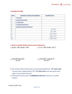 Prepared by MATH Team 
Page 2 of 3 
 
 
 
3.Complete the table. 
 
SI.No 
              Standard ( ordinary/normal)form
