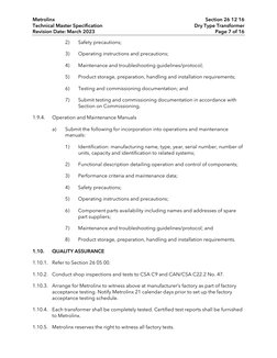 Metrolinx 
Section 26 12 16 
Technical Master Specification 
Dry Type Transformer 
Revision Date: March 2023 
Page 7 of 16