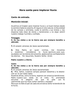 Hora santa para implorar lluvia