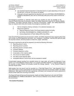 AZ HWMA PERMIT
EPA ID NO. AZD981969504
Oscar-M Project & Services
CHANDLER
ATTACHMENT 4
CONTINGENCY PLAN
FINAL PERMIT
4-9

U