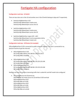 Fortigate HA configuration  
 
 
Configuration road map – At Switch 
There are two vlans one
