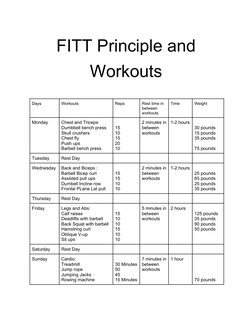 Weekly FITT Workout Plan Example | PDF