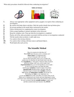 5 
 What safety procedures should be followed when conducting investigations? 
 
Safety in Science