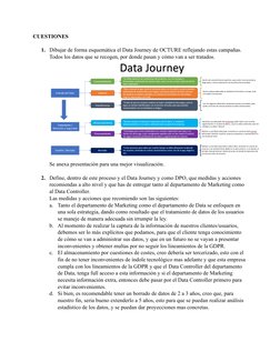 CUESTIONES 
 
1. Dibujar de forma esquemática el Data Journey de OCTURE reflejando estas campañas. 
Todos los datos que s