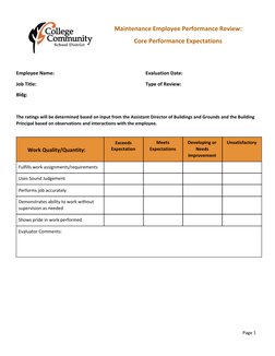 Mechanic Performance Review Maintenance Employee Performance Review Form | PDF | Performance ...