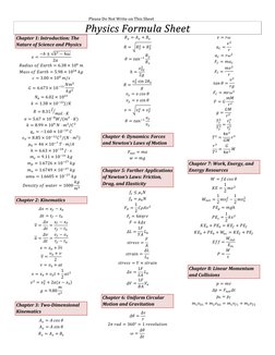 Class 11 Collision Formulas Sheet | PDF | Collision | Physics
