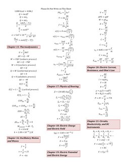 Class 11 Collision Formulas Sheet | PDF | Collision | Physics