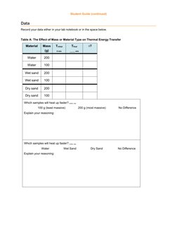 Thermal Energy Transfer Lab Guide | PDF | Heat | Temperature