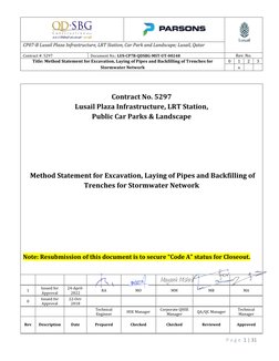 CP07-B Lusail Plaza Infrastructure, LRT Station, Car Park and Landscape; Lusail, Qatar 
Contract #: 5297 
Document No.:
