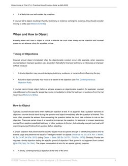 Objection Filing Florida Florida Trial Objections Guide | PDF | Evidence (Law) | Testimony