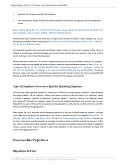 Objection Filing Florida Florida Trial Objections Guide | PDF | Evidence (Law) | Testimony