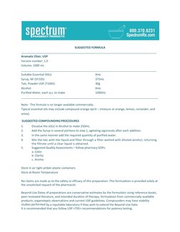  
 
SUGGESTED FORMULA 
____________________________________________________________________________________ 
Aromatic Elixir,