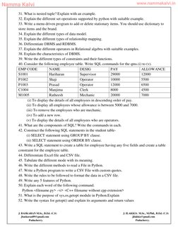 12th Computer Science Important Questions | PDF | Relational Database ...