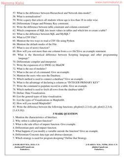 12th Computer Science Important Questions | PDF | Relational Database ...