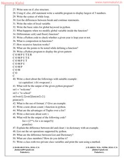 12th Computer Science Important Questions | PDF | Relational Database ...