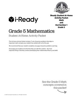 © 2020 Curriculum Associates, LLC. All rights reserved.
Grade 5 Mathematics
Student At-Home Activity Packet
This At-Home Acti