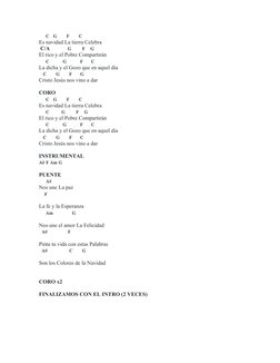      C   G       F       C              
Es navidad La tierra Celebra
 C/A             G        F    G            
El rico y